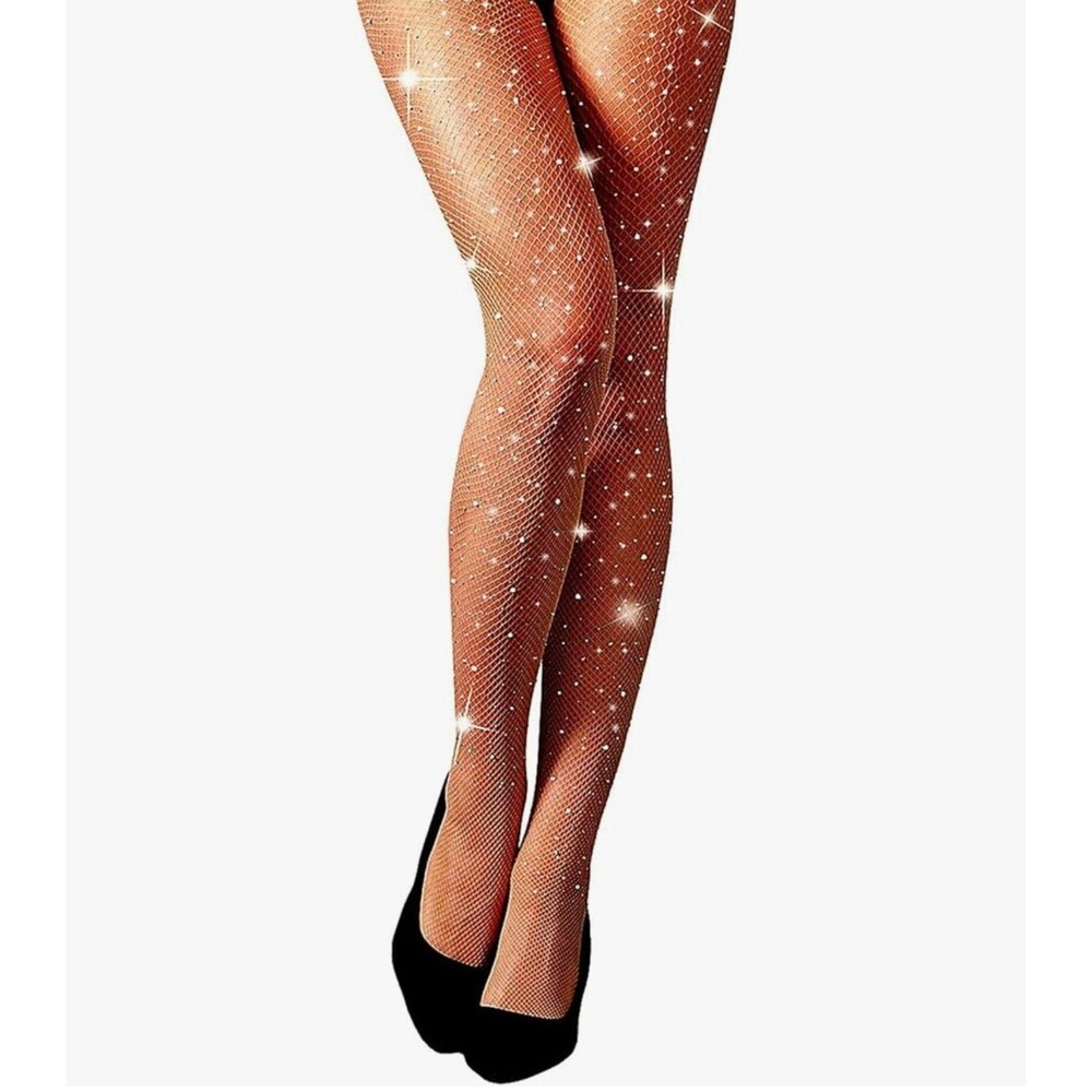 Women's Fishnets Tights High Waist Stockings Party Rhinestones Pantyhose Nude